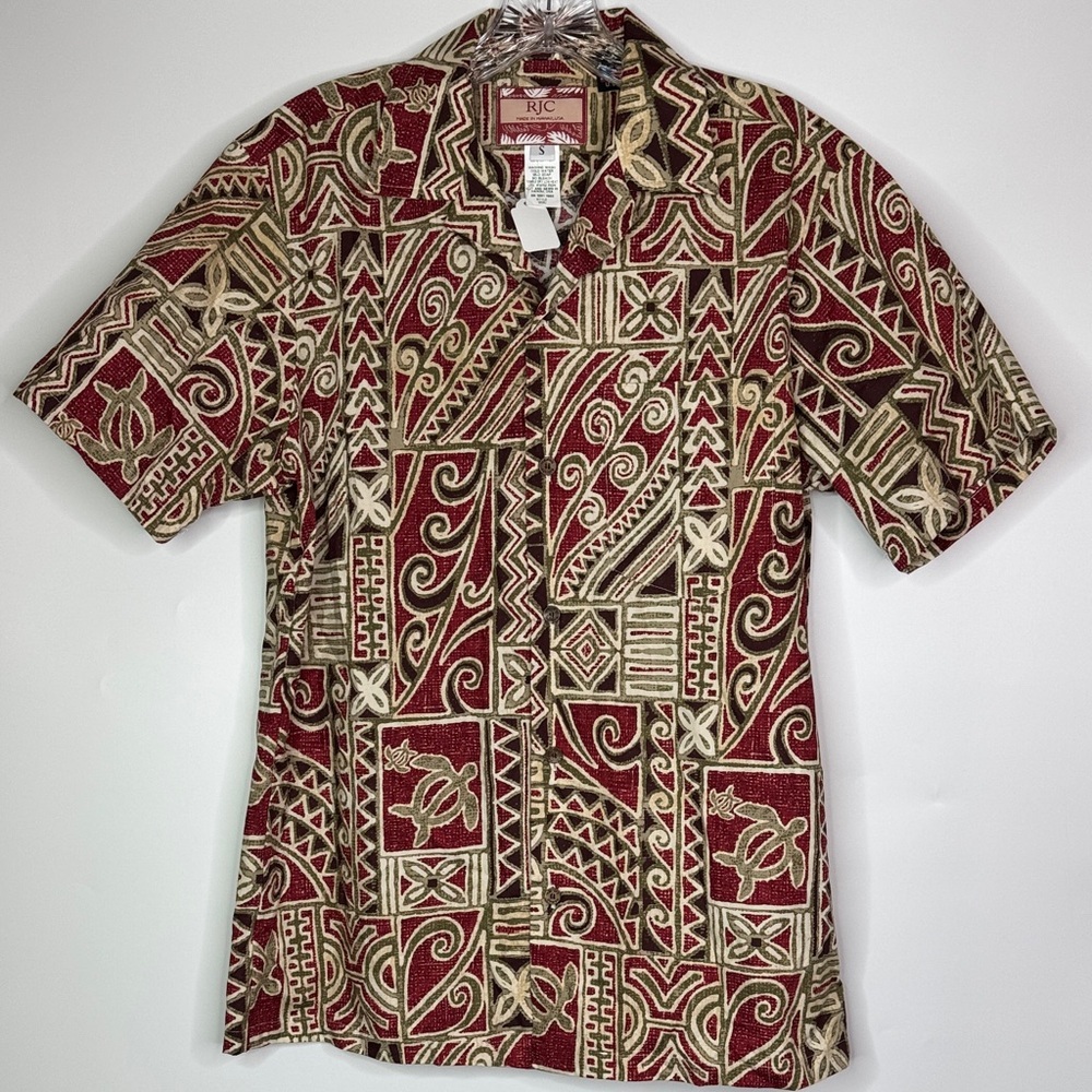 RJC Hawaiian Red Turtle Short Sleeve Button Up Shirt Size Small